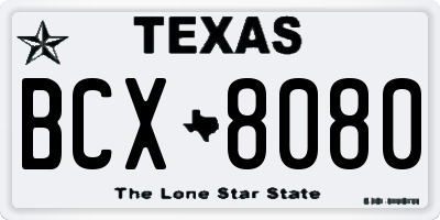 TX license plate BCX8080
