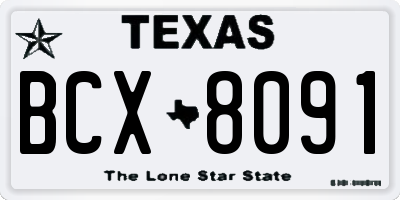TX license plate BCX8091