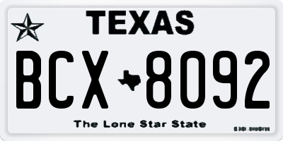 TX license plate BCX8092