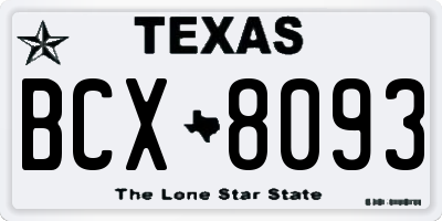 TX license plate BCX8093