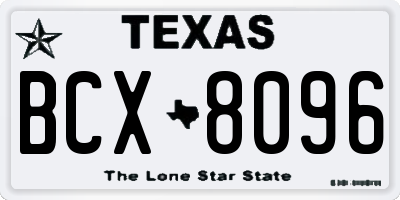 TX license plate BCX8096