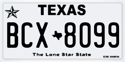 TX license plate BCX8099