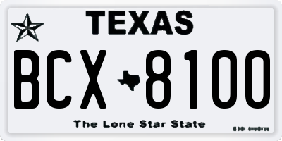 TX license plate BCX8100