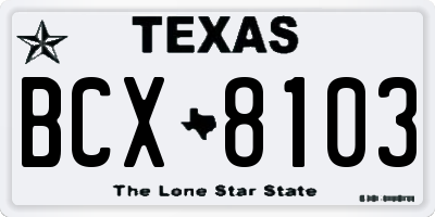 TX license plate BCX8103