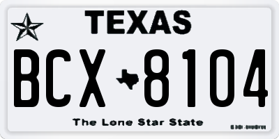 TX license plate BCX8104