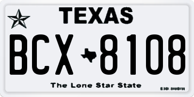 TX license plate BCX8108