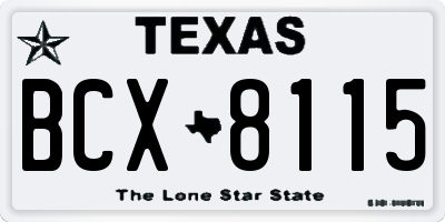 TX license plate BCX8115