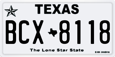 TX license plate BCX8118