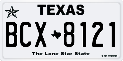 TX license plate BCX8121
