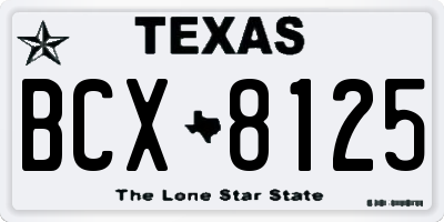 TX license plate BCX8125