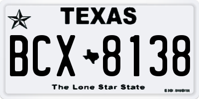 TX license plate BCX8138