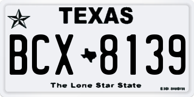 TX license plate BCX8139