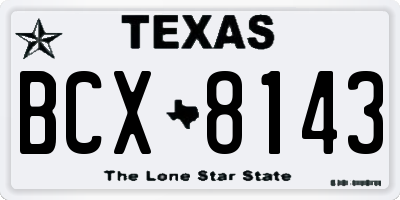 TX license plate BCX8143