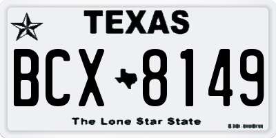 TX license plate BCX8149