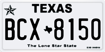 TX license plate BCX8150