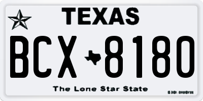 TX license plate BCX8180