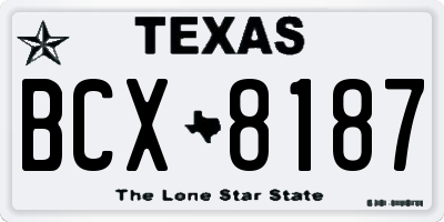 TX license plate BCX8187
