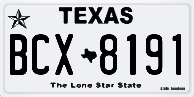 TX license plate BCX8191