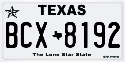 TX license plate BCX8192