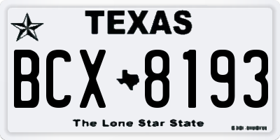 TX license plate BCX8193