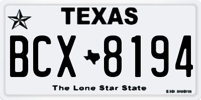 TX license plate BCX8194