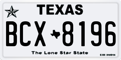 TX license plate BCX8196