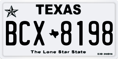 TX license plate BCX8198
