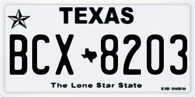 TX license plate BCX8203