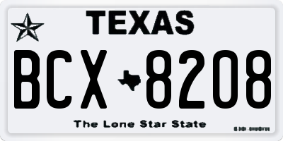 TX license plate BCX8208