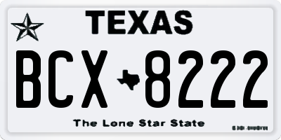 TX license plate BCX8222