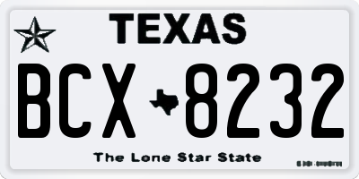 TX license plate BCX8232