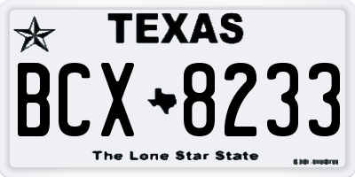 TX license plate BCX8233