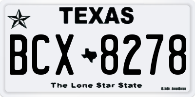 TX license plate BCX8278