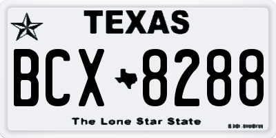 TX license plate BCX8288