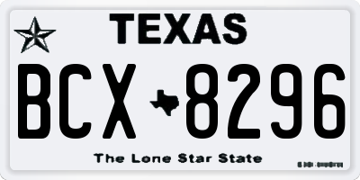 TX license plate BCX8296