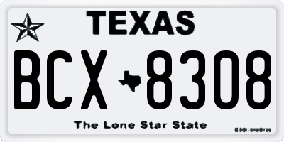 TX license plate BCX8308