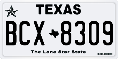 TX license plate BCX8309