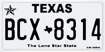 TX license plate BCX8314
