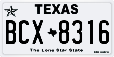 TX license plate BCX8316