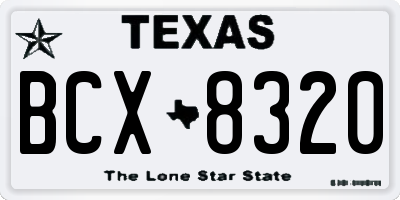 TX license plate BCX8320