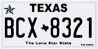 TX license plate BCX8321