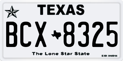 TX license plate BCX8325
