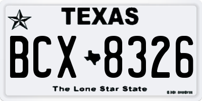 TX license plate BCX8326
