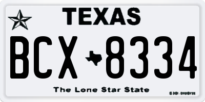 TX license plate BCX8334