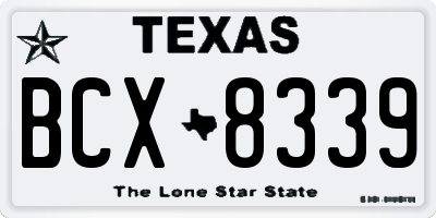 TX license plate BCX8339