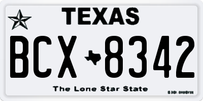 TX license plate BCX8342