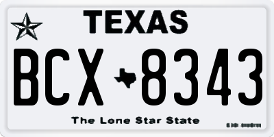 TX license plate BCX8343