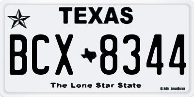 TX license plate BCX8344