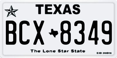 TX license plate BCX8349