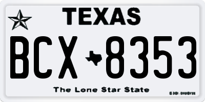 TX license plate BCX8353